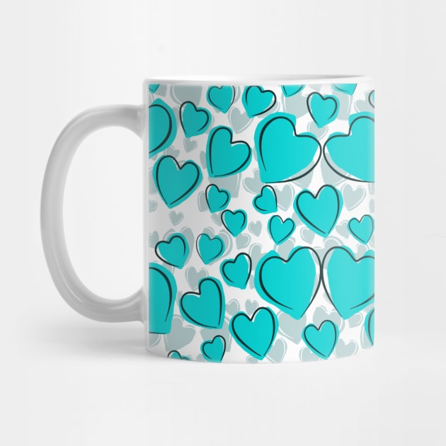 Splashes of Hearts in Tropical Aqua Blue by Dibble Dabble Designs